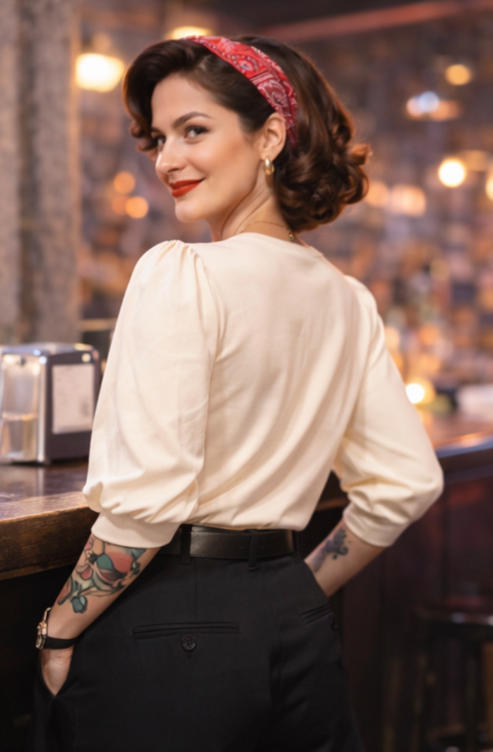 V-Neck Top Michelle, Ivory
