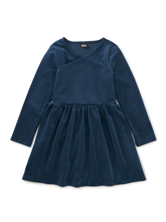 Velour Wrap Neck Dress