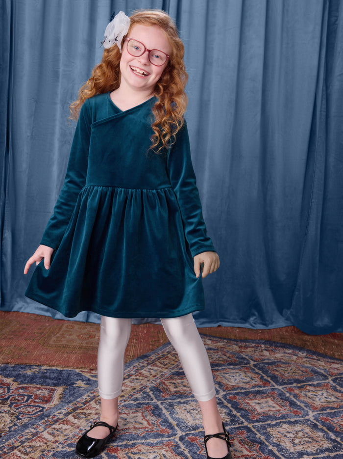 Velour Wrap Neck Dress