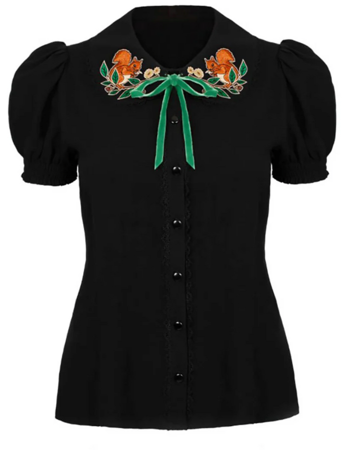 Vinatge Bluse Chester, mit herbstlichem Motiv