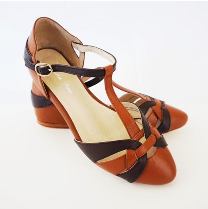 Vinatge Sandalen Peta Two Tone, Braun