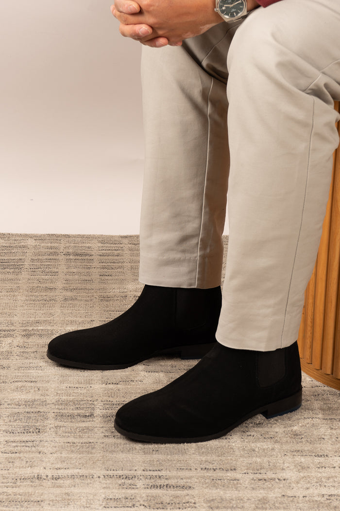 Vinnie Black Suede Chelsea Boots | Oswin Hyde