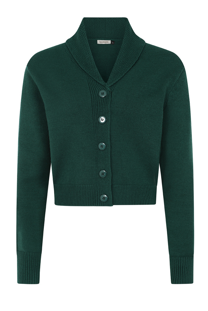 Vintage 40er-Jahre Cardigan Violet , Flaschengrün, Plus Size