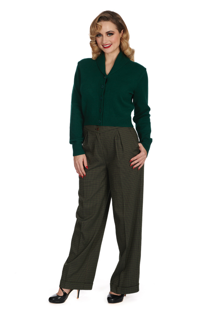 Vintage 40er-Jahre Cardigan Violet , Flaschengrün, Plus Size