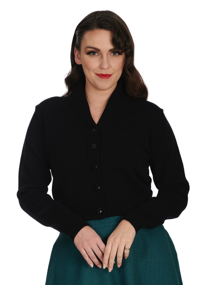 Vintage 40er-Jahre Cardigan Violet, Schwarz, Plus Size