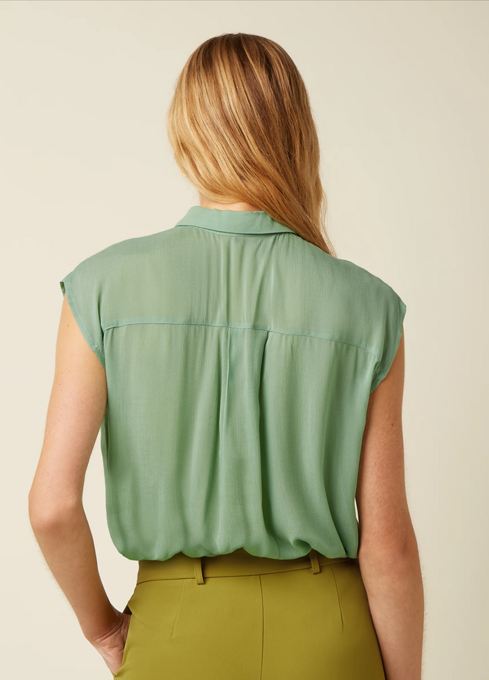 Vintage Bluse Amy Capo 40's, Minty Meadow, Plus Size