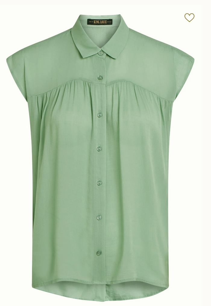Vintage Bluse Amy Capo 40's, Minty Meadow, Plus Size