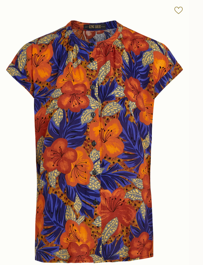 Vintage-Bluse Stella Maui,Blumenprint, Multi