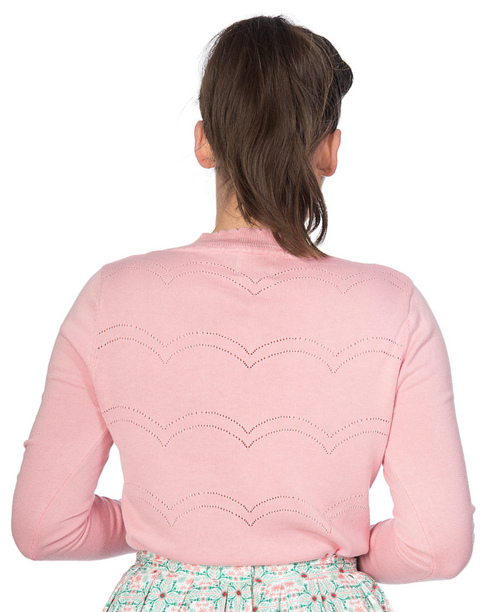 Vintage Cardigan June mit Musterakzente, Rosa