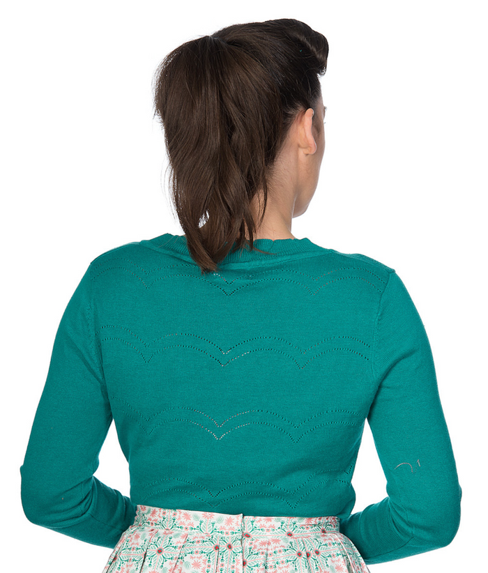 Vintage Cardigan June mit Musterakzente, Smaragdgrün, Plus Size