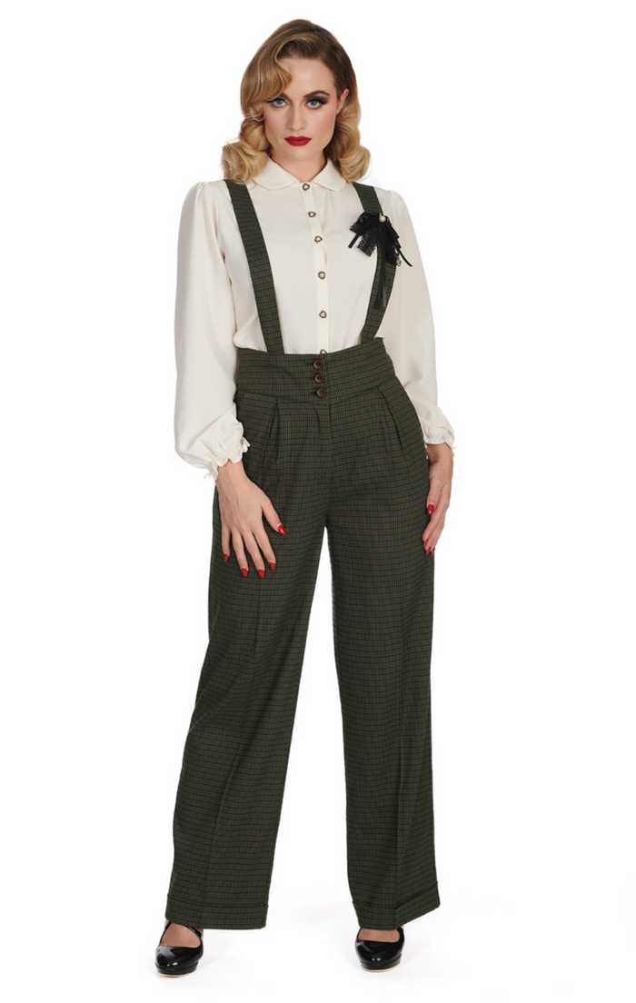 Vintage Hose Jenny Check 40's, Grün-Kariert Plus Size