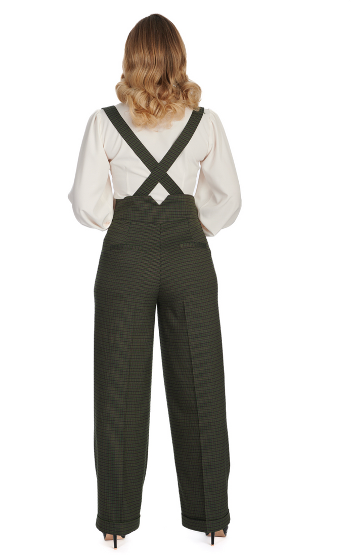 Vintage Hose Jenny Check 40's, Grün-Kariert Plus Size