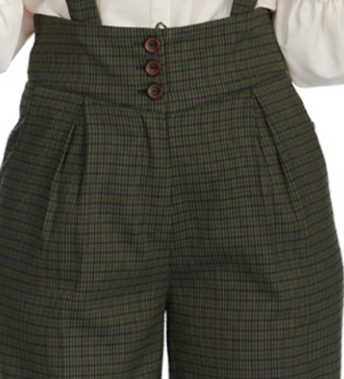 Vintage Hose Jenny Check 40's, Grün-Kariert Plus Size