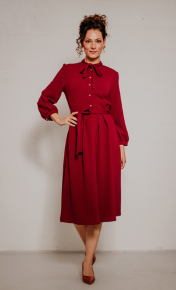 Vintage-Kleid Niko Dakar mit Schleifendetail, Burgundy