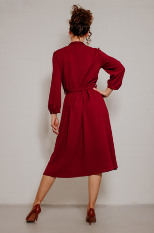 Vintage-Kleid Niko Dakar mit Schleifendetail, Burgundy