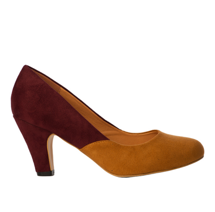 Vintage Pumps The Modernist Two Tone, Senf-Burgundy