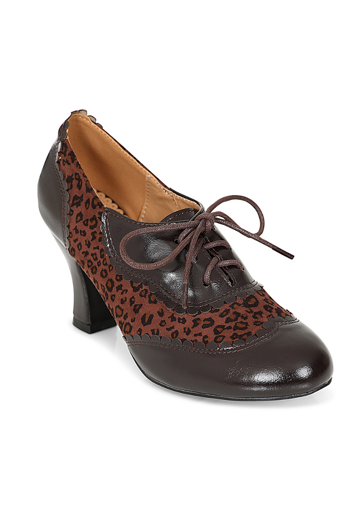 Vintage Schnürpumps Bertie´s Leopard, Braun