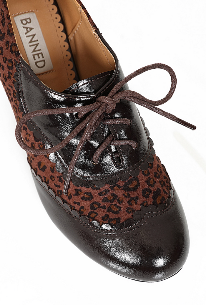 Vintage Schnürpumps Bertie´s Leopard, Braun
