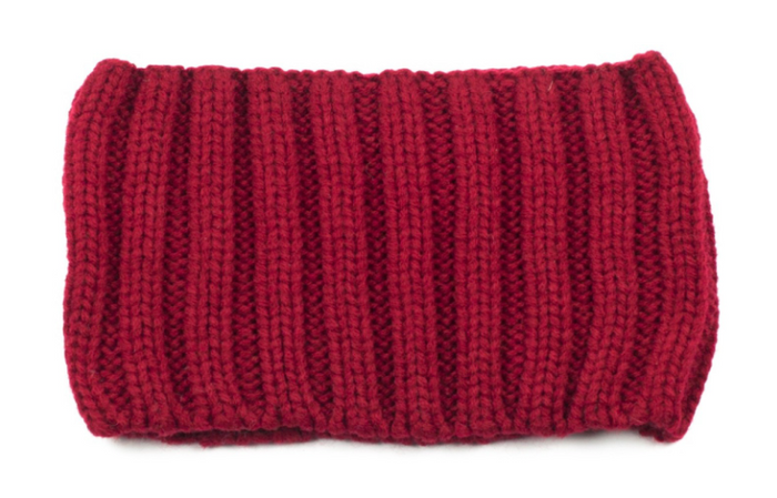 Vintage Strickstirnband, Dunkelrot