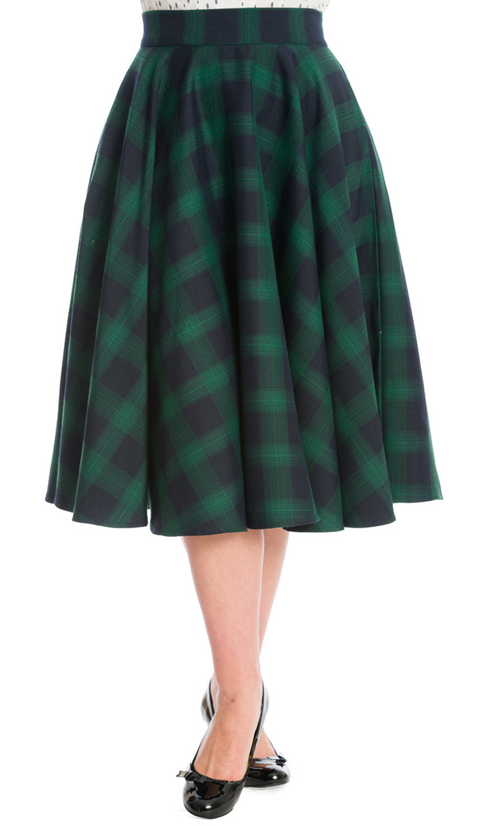 Vintage Swingrock Sweet Check 50's, Grün-Blau, Plus Size