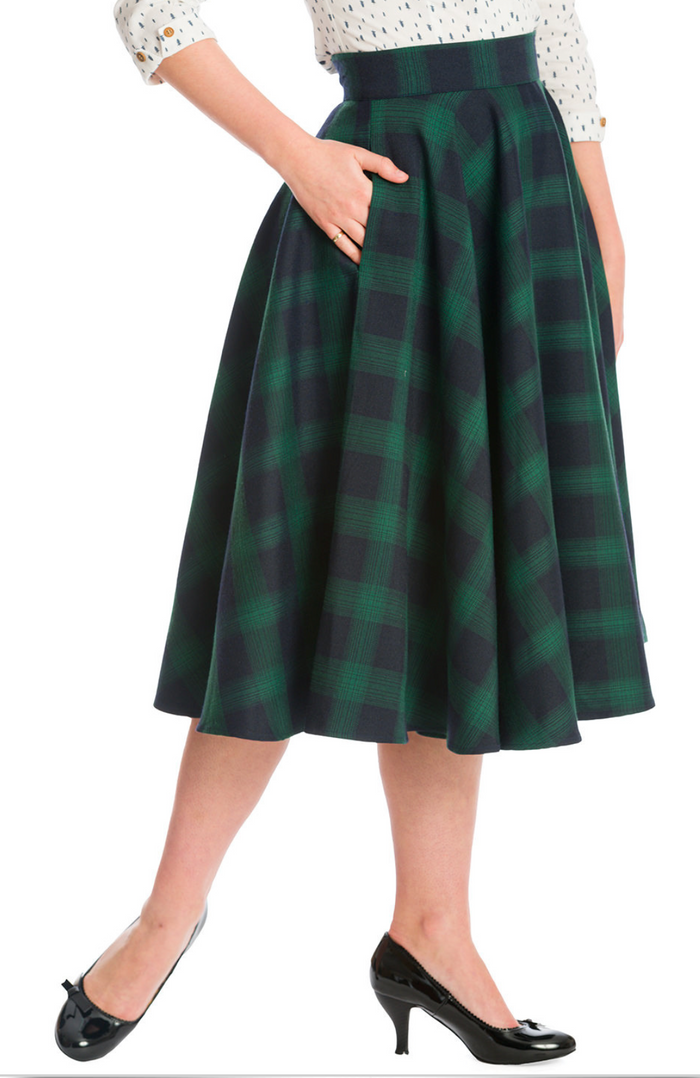 Vintage Swingrock Sweet Check 50's, Grün-Blau, Plus Size