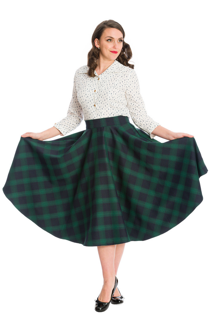 Vintage Swingrock Sweet Check 50's, Grün-Blau, Plus Size