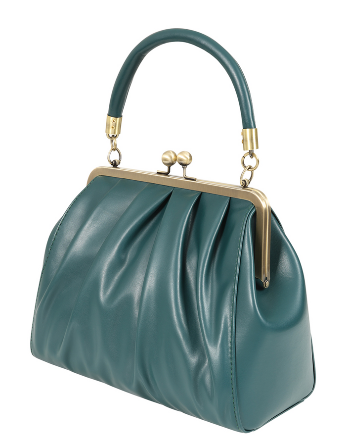Vintage Tasche mit Schultergurt , Scarlett Frame , Grün-Petrol