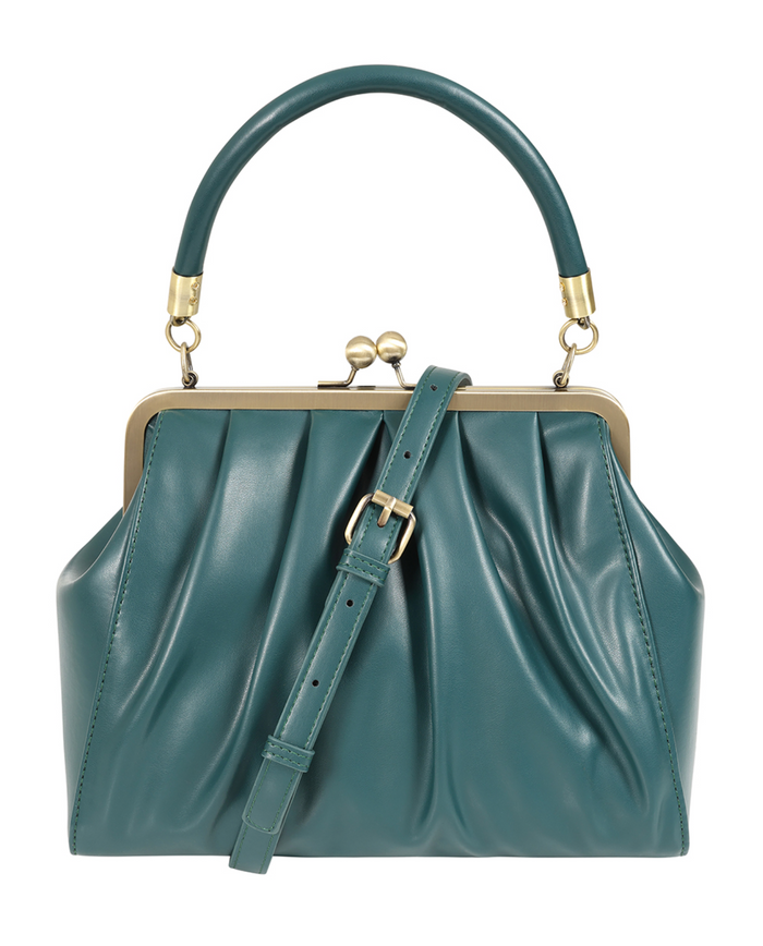 Vintage Tasche mit Schultergurt , Scarlett Frame , Grün-Petrol