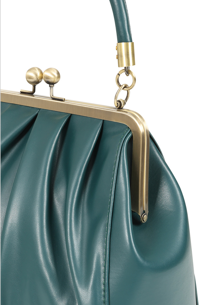 Vintage Tasche mit Schultergurt , Scarlett Frame , Grün-Petrol