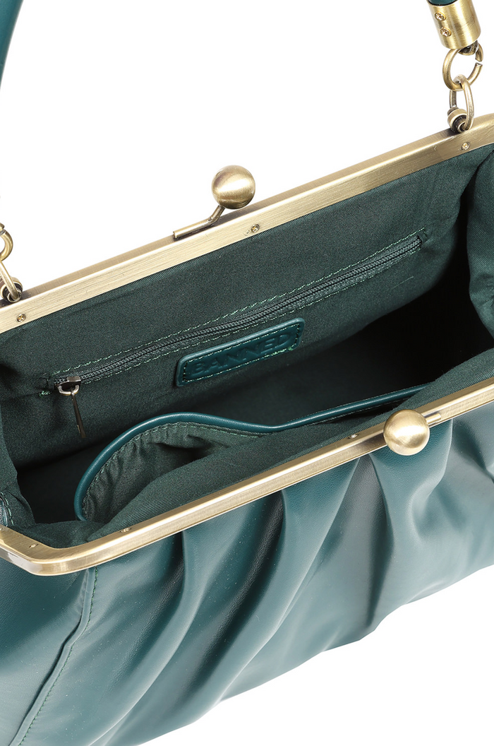 Vintage Tasche mit Schultergurt , Scarlett Frame , Grün-Petrol