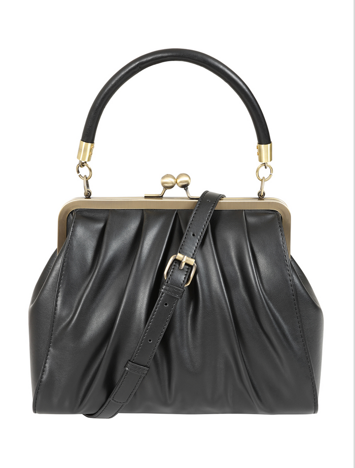 Vintage Tasche mit Schultergurt , Scarlett Frame , Schwarz