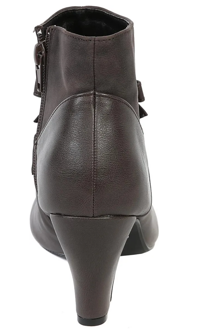 Vintage Wings Ankle Boot mit Zierschleife, Kunstleder Schwarz