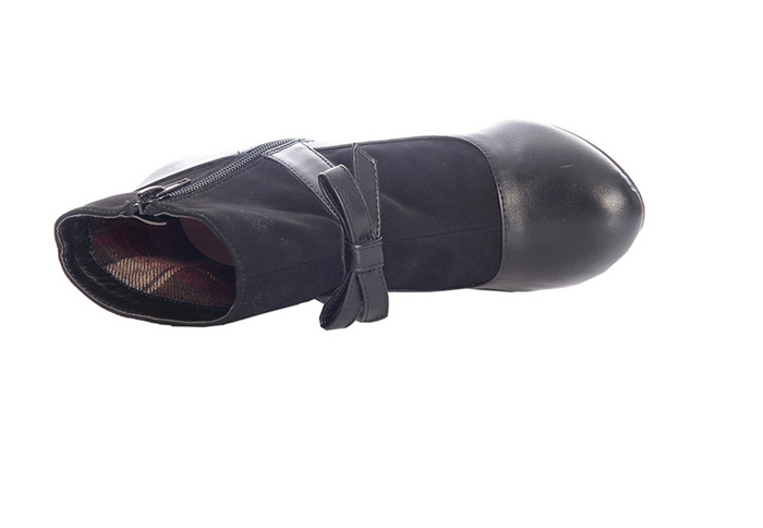 Vintage Wings Ankle Boot mit Zierschleife, Kunstleder Schwarz