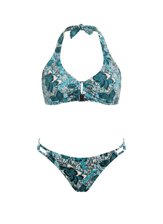 Bikini Emmanuela Swimwear Vita Halter Bikini Green Floral Apoella