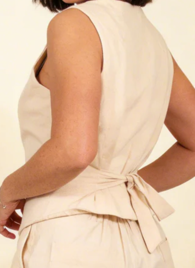 Weste Nancy mit Leinen , Sand/Beige