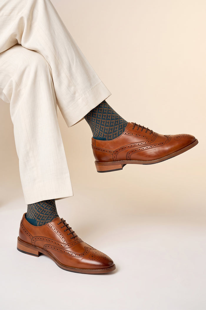 Winston Tan wide fit Oxford brogue leather shoes for men with classic lace-up design, premium leather, and detailed perforations for formal and office occasions.