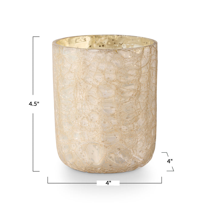 Winter White Boxed Crackle Glass Candle Small