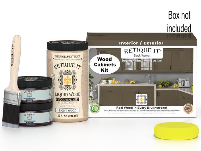 Black Walnut Wood'n Cabinet Kit with 12 smooth doors from Retique It, designed for stained cabinet projects.
