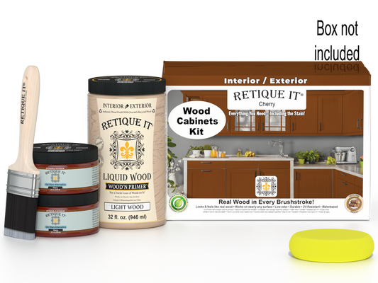 Retique It Wood'n Cabinet Kit with 12 cherry-colored smooth stain doors for cabinetry.