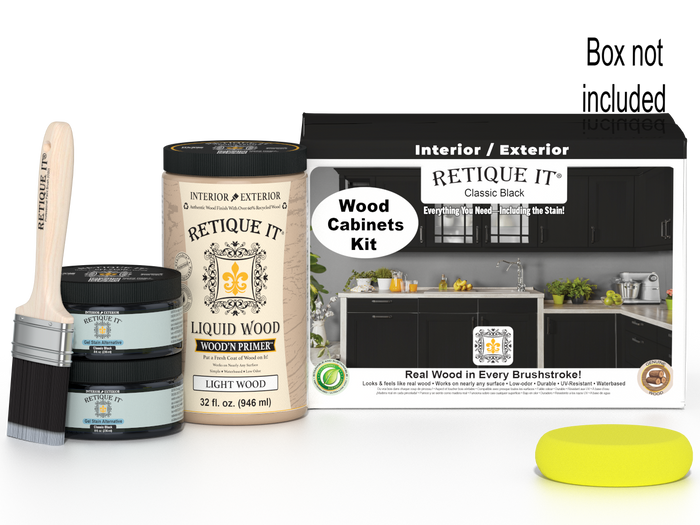 Retique It Wood'n Cabinet Kit with 12 smooth black stained cabinet doors, ideal for classic black kitchen or bathroom cabinets.