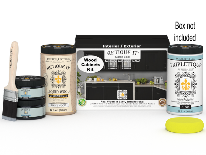 Retique It Wood'n Cabinet Kit with 12 black doors, smooth finish, for classic black stained kitchen cabinets.