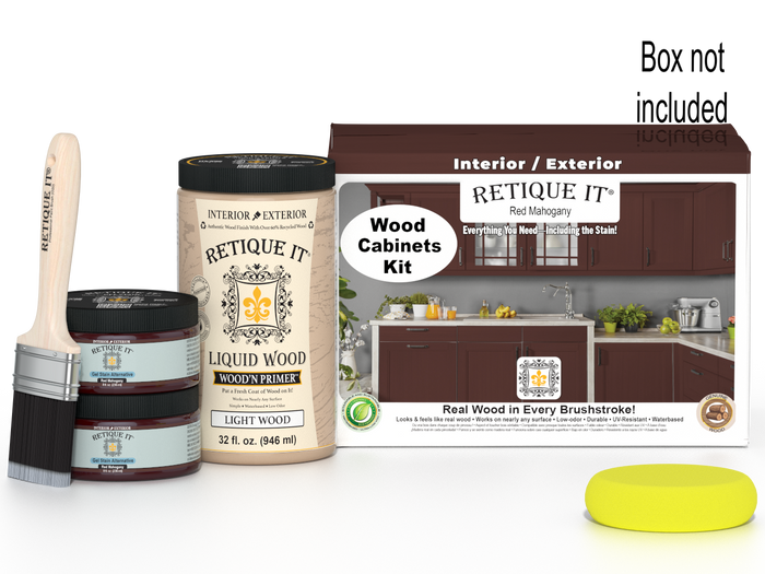 Red mahogany stained Wood'n Cabinet Kit with 12 smooth doors from Retique It for kitchen or bathroom cabinetry.