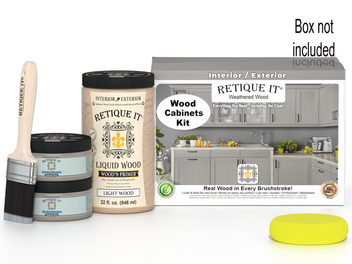 Weathered wood stain kit by Retique It featuring 12 smooth cabinet doors from the Wood'n Cabinet Kit collection.
