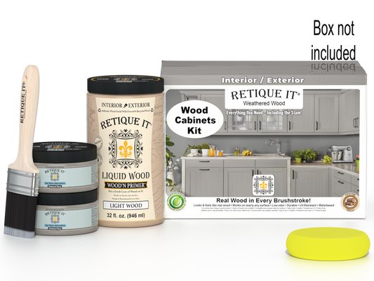 Weathered wood stain kit by Retique It featuring 12 smooth cabinet doors from the Wood'n Cabinet Kit collection.