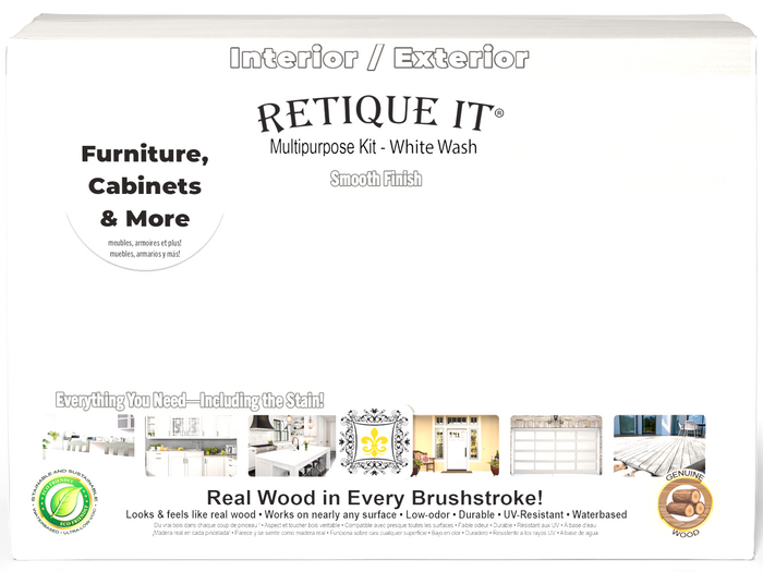 Retique It Wood'n Cabinet Kit with 12 white wash doors, smooth stain finish for cabinetry or furniture.