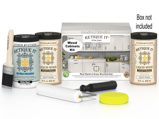 Retique It Wood'n Cabinet Kit with 24 white wash stained smooth cabinet doors, ideal for kitchen or bathroom cabinetry.