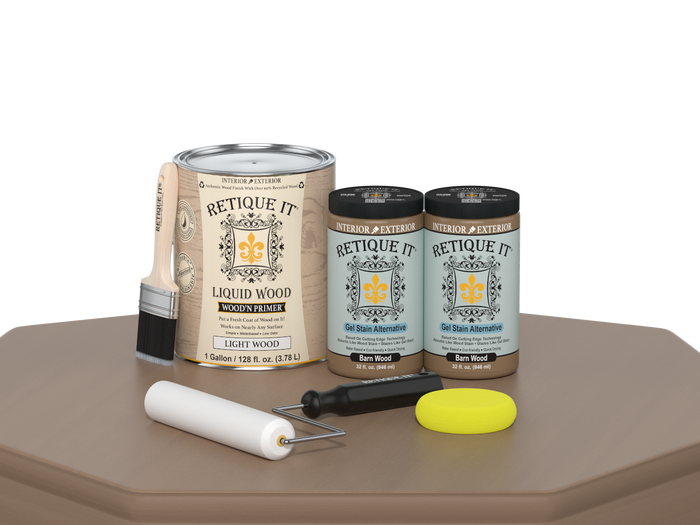 Retique It Wood'n Cabinet Kit with 48 barn wood-style doors, smooth finish, designed for staining and cabinet renovation.