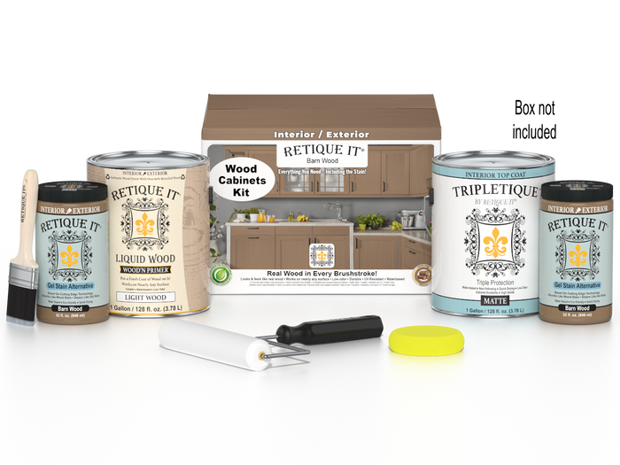 Retique It Wood'n Cabinet Kit with 48 barn wood-style doors and smooth finish, ideal for staining and cabinet projects.