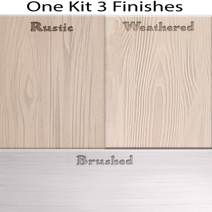 Sun-bleached wood grain finish swatches from Retique It Wood'n Cabinet Kit with 12 door style options.