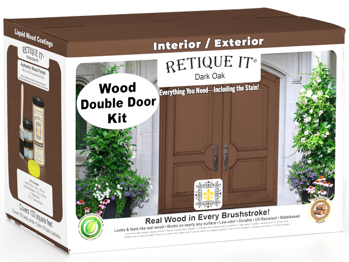 Wood'n Door Smooth Finish Kit (Double Door) - Dark Oak — box hero